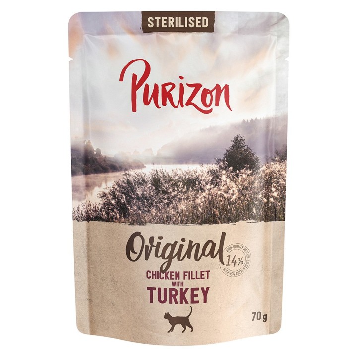 Purizon Adult Sterilised 6 x 70 g - getreidefrei - Hühnerfilet mit Truthahn