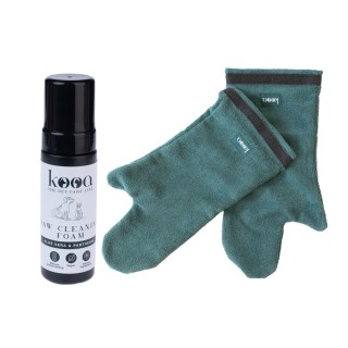kooa Pfoten-Reinigungsschaum - Sparset: Reinigungsschaum, 170 ml + 2 x kooa Trocknungshandschuhe