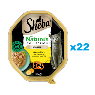 SHEBA Nature’s Collection 22x85 g: Nassvollnahrung für adulte Katzen mit Huhn und Paprika in Sauce