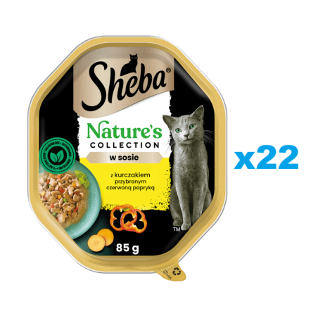 SHEBA Nature’s Collection 22x85 g: Nassvollnahrung für adulte Katzen mit Huhn und Paprika in Sauce