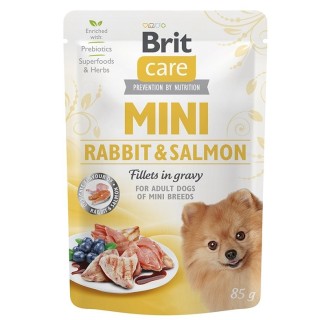 BRIT CARE Mini Adult Pouch Rabbit&amp,Salmon 24x85g mit Kaninchen und Lachs für kleine Hunderassen