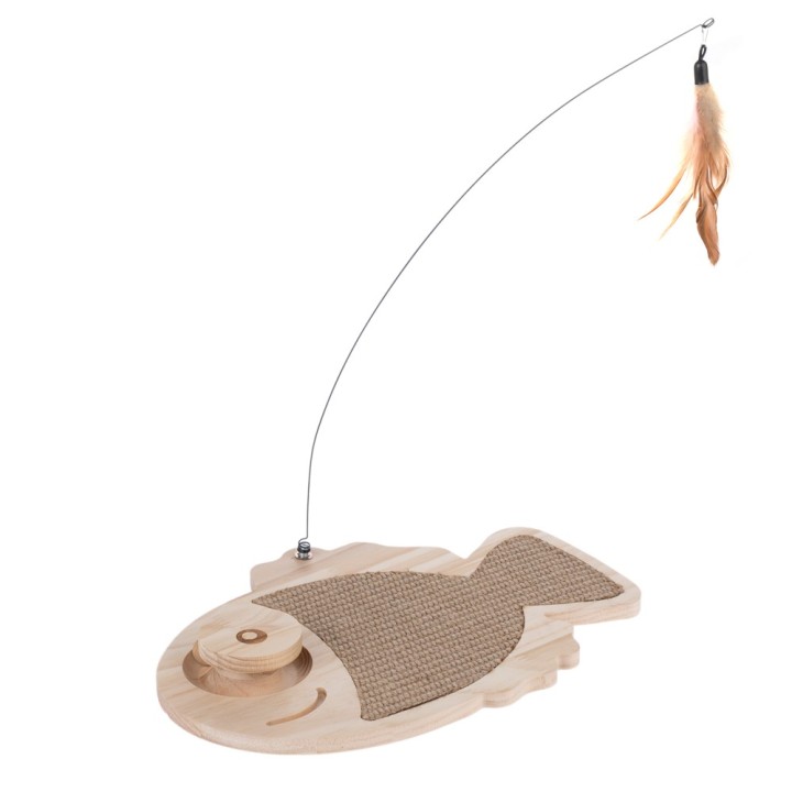 TIAKI Holzfisch zum Kratzen & Spielen - L 36 x B 26 x H 4 cm