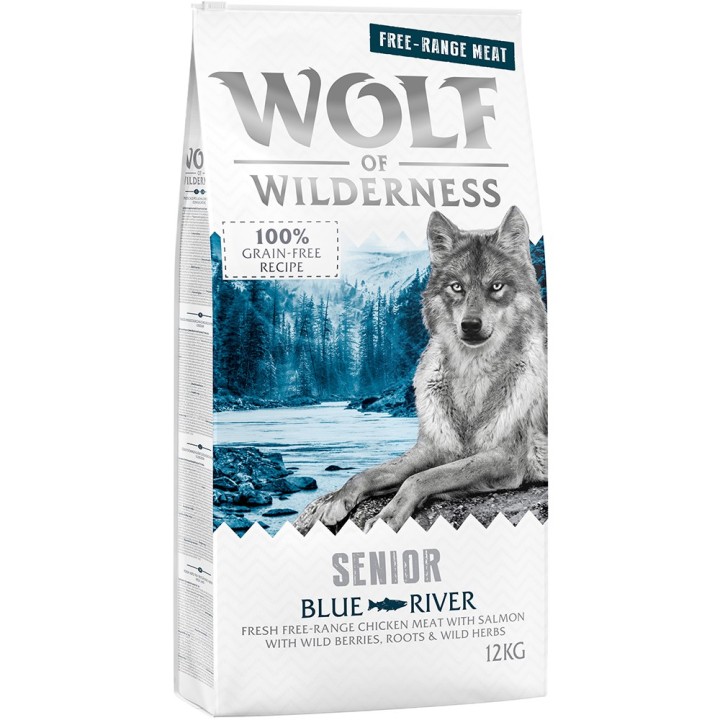Wolf of Wilderness Senior "Blue River" - Freilandhuhn & Lachs - 12 kg