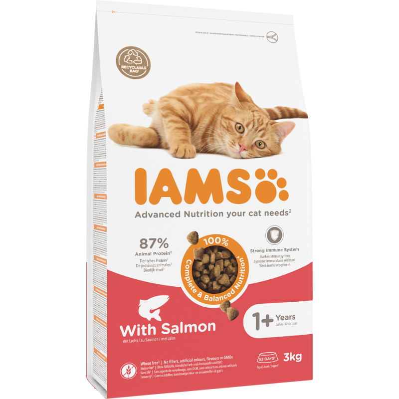 IAMS Cat Adult All Breeds Salmon mit Lachs und Huhn 3 kg