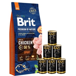 BRIT Premium By Nature Sport 15 kg + Geflügel Nassfutter 6x1240 g