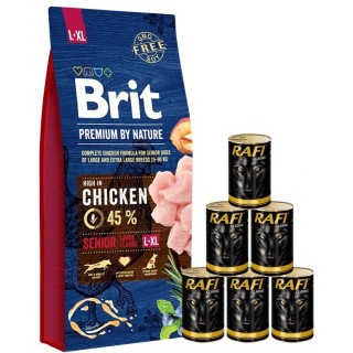 BRIT Premium By Nature Senior Large Extra Large L+XL 15 kg + Nassfutter mit Geflügel 6x1240 g