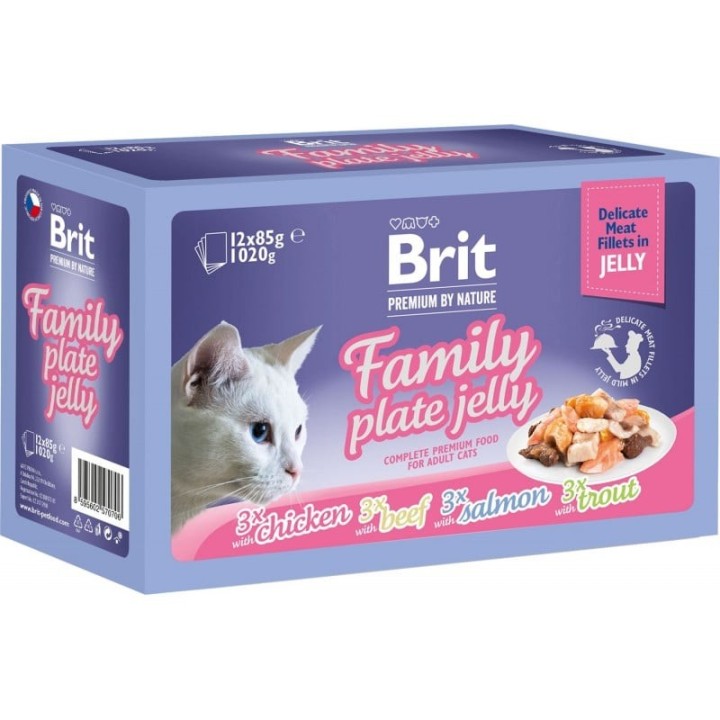 BRIT Premium by Nature Family Plate Delicate Fillets in Jelly 12x85 g Geleesäckchen für Katzen