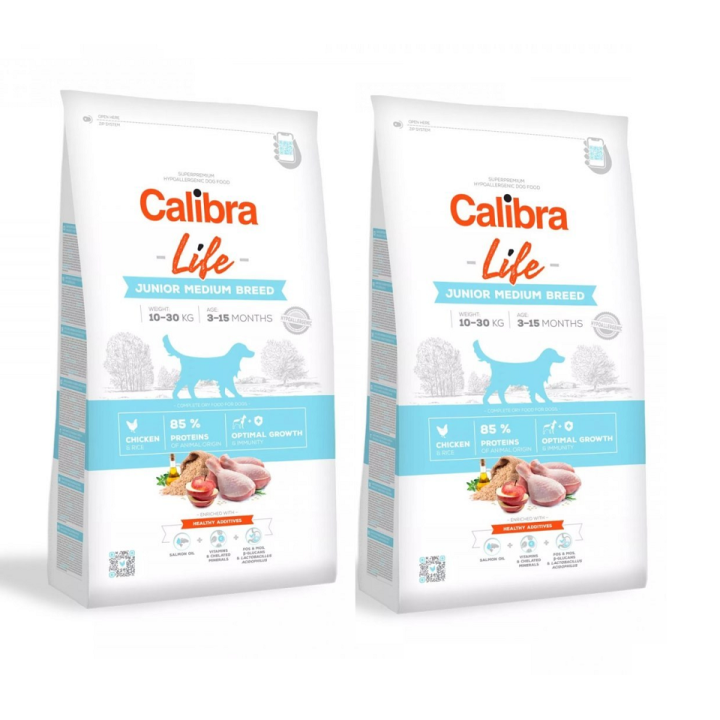 CALIBRA Dog Life Junior Medium Breed Chicken 24 kg (2 x 12 kg)