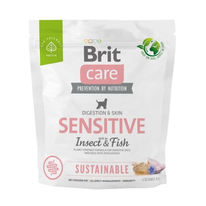 BRIT CARE Dog Sustainable Sensitive fish insekt für erwachsene Hunde mit Fisch und Insekten 1 kg