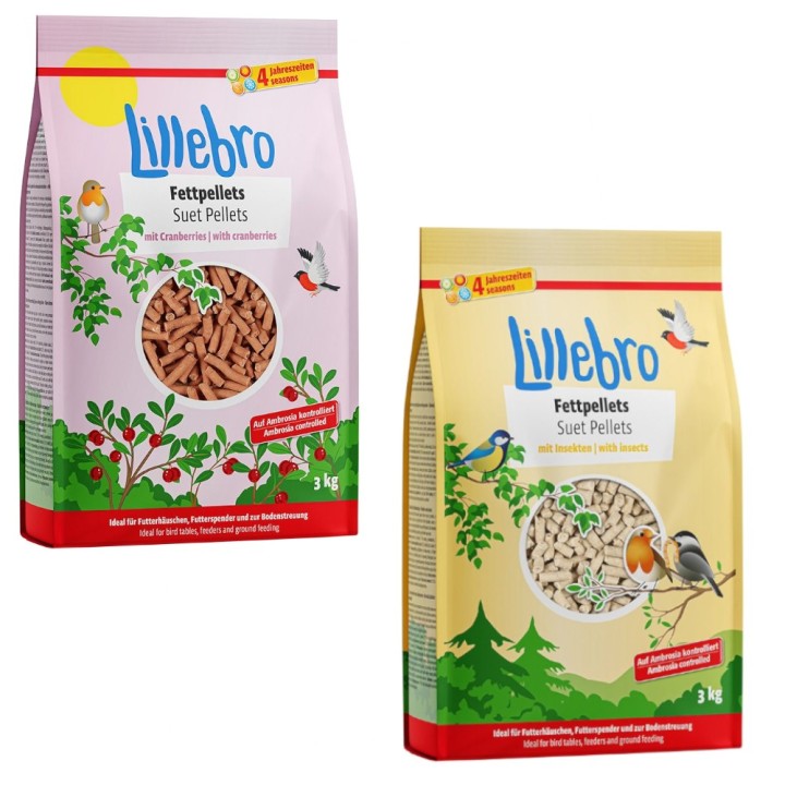 Lillebro Fettpellets 6 kg - Mix zum Sonderpreis! - 6 kg Mix: mit Insekten & Cranberries