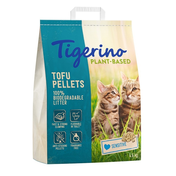 Tigerino Plant-Based Katzenstreu zum Probierpreis! Tofu - Sensitive (parfümfrei) 11 l (4,6 kg)
