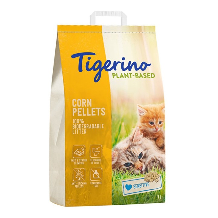 Tigerino Plant-Based Katzenstreu zum Probierpreis! Mais - Sensitive (parfümfrei) 7 l