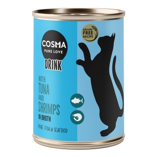 10 + 2 gratis! 12 x 100 g Cosma Drinks   - Thunfisch und Shrimps