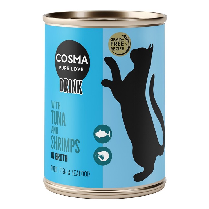10 + 2 gratis! 12 x 100 g Cosma Drinks   - Thunfisch und Shrimps