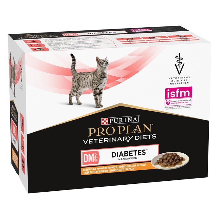 PURINA PRO PLAN Veterinary Diets Feline DM ST/OX - Diabetes Management Huhn - 10 x 85 g