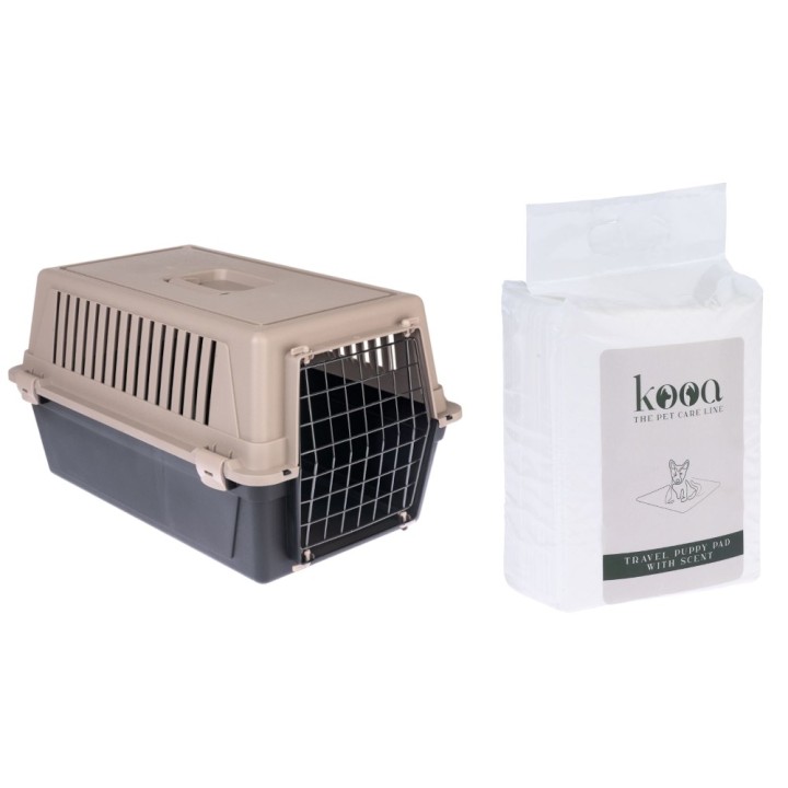 TIAKI Transportbox Luna - Sparset: TIAKI Transportbox Luna mit kooa Reise-Welpenunterlage mit Duft