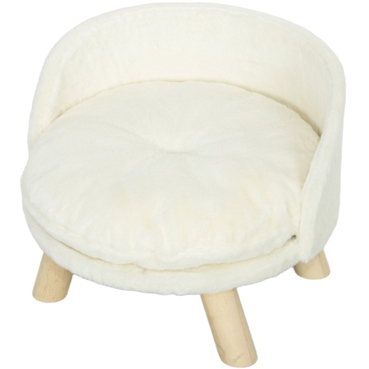 PawHut Katzensofa, Haustiersofa mit Kissen, Katzenbett, Katzensessel Katzenhocker erhöhtes Haustierbett mit rutschfesten Holz