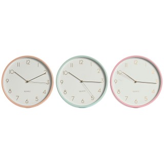 Wanduhr Home ESPRIT Koralle Minze Lila PVC 25,5 x 4,3 x 25,5 cm (3 Stück)