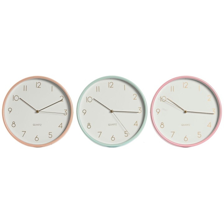 Wanduhr Home ESPRIT Koralle Minze Lila PVC 25,5 x 4,3 x 25,5 cm (3 Stück)