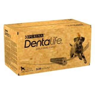 2 x Purina Dentalife Hundesnacks zum Sonderpreis! - Tägliche Zahnpflege-Snacks für große Hunde (25-40 kg) - 144 Sticks