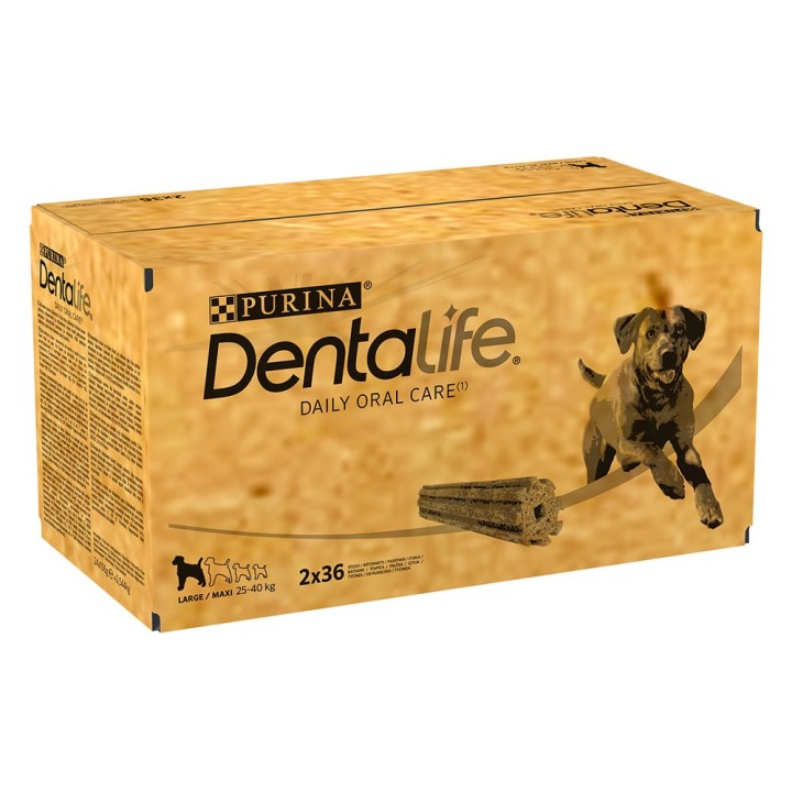 2 x Purina Dentalife Hundesnacks zum Sonderpreis! - Tägliche Zahnpflege-Snacks für große Hunde (25-40 kg) - 144 Sticks