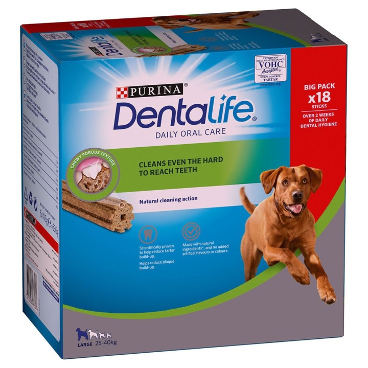 2 x Purina Dentalife Hundesnacks zum Sonderpreis! - Tägliche Zahnpflege-Snacks für große Hunde (25-40 kg) - 36 Sticks