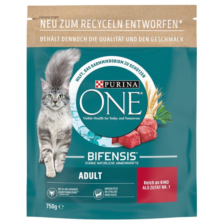 750 g / 1,4 kg PURINA ONE zum Sonderpreis! - 750 g Adult Rind & Vollkorngetreide
