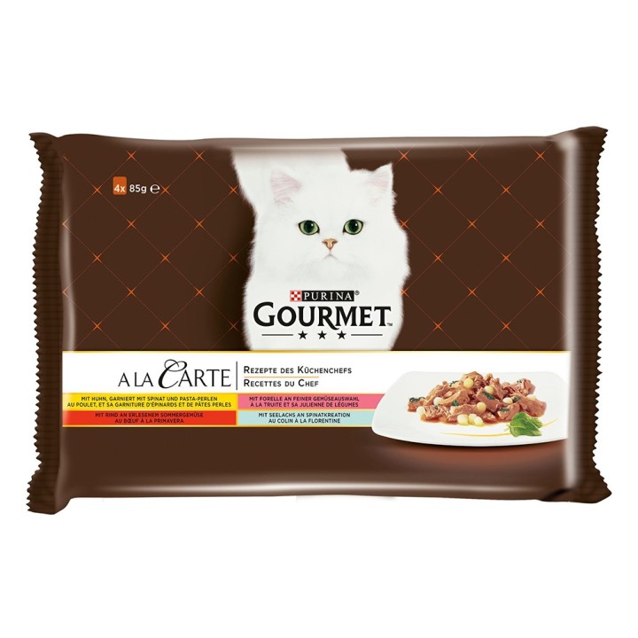 Purina GOURMET A la Carte zum Sonderpreis! - 8 x 85 g Huhn, Forelle, Rind, Seelachs