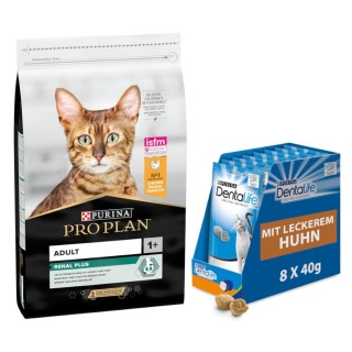 10 kg PURINA PRO PLAN + 8 x 40 g Dentalife Tägliche Zahnpflege-Snacks gratis! - Adult Renal Plus reich an Huhn