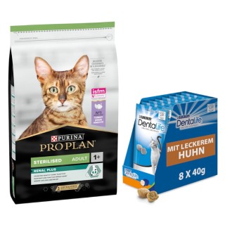 10 kg PURINA PRO PLAN + 8 x 40 g Dentalife Tägliche Zahnpflege-Snacks gratis! - Sterilised Adult Renal Plus Truthahn