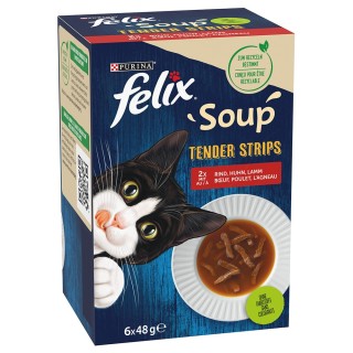5 + 1 gratis! 6 x 48 g Felix Soup - Geschmacksvielfalt vom Land Filet