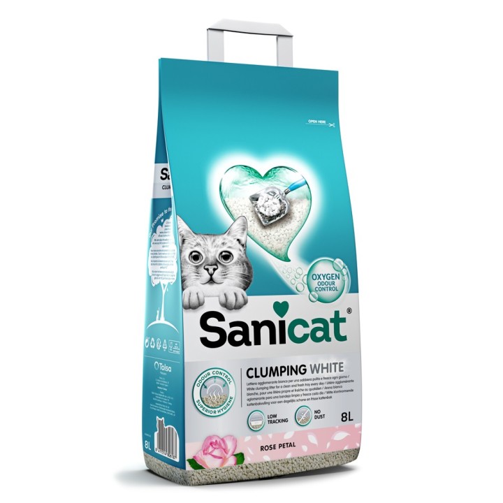 2 x 8 l / 2 x 10 l Sanicat Katzenstreu zum Sonderpreis! - 2 x 8 l Clumping White Rose