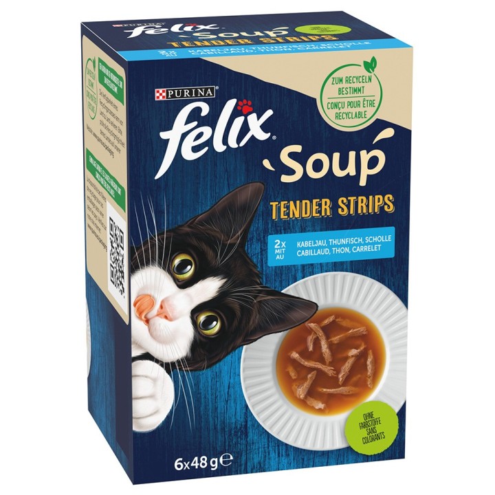 5 + 1 gratis! 6 x 48 g Felix Soup - Geschmacksvielfalt aus dem Wasser Filet
