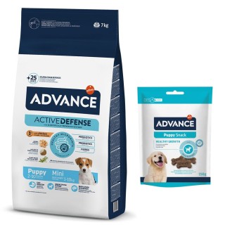 Advance Trockenfutter + passender Snack gratis! - 7 kg Mini Puppy Protect + 150 g Puppy Snack