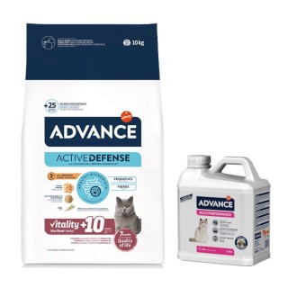10 kg Advance Trockenfutter + 6,36 kg Arena Multiperformance Katzenstreu gratis! - Sterilized Senior +10 mit Huhn