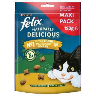 4 + 1 gratis! 5 x Felix Katzensnacks - Naturally Delicious: Huhn & Katzenminze (5 x 180 g)