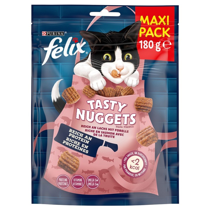 4 + 1 gratis! 5 x Felix Katzensnacks - Tasty Nuggets: Lachs und Forelle (5 x 180 g)