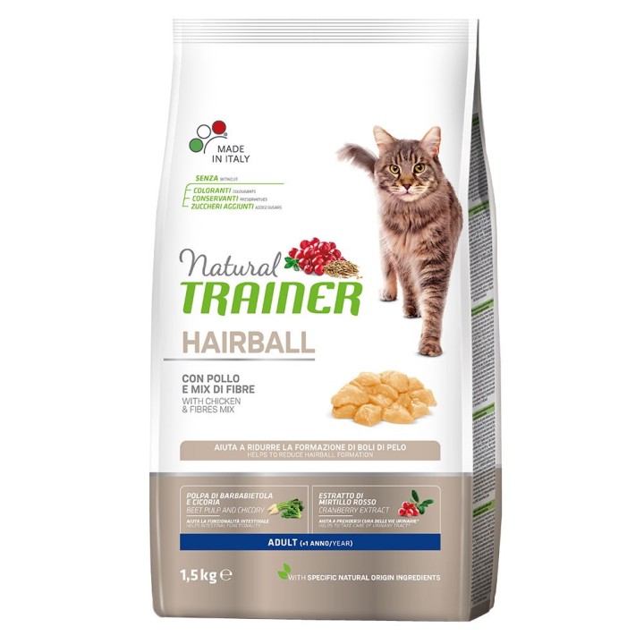 600 g gratis! 2 x 1,5 kg Natural Trainer - Adult Hairball mit Huhn