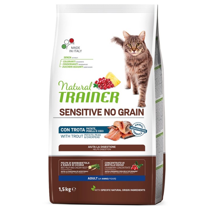 600 g gratis! 2 x 1,5 kg Natural Trainer - Adult No Grain mit Forelle