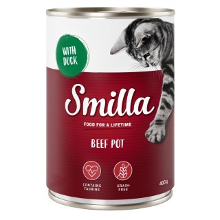 20 + 4 gratis! 24 x 400 g Smilla Geflügel und Rindtöpfchen  - Rind mit Ente