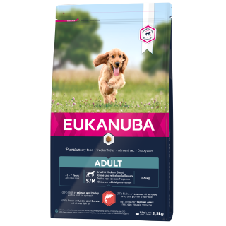 EUKANUBA Small &amp, Medium Breeds Salmon &amp, Barley Trockenfutter für Hunde kleiner und mittelgroßer Rassen 2.5 kg