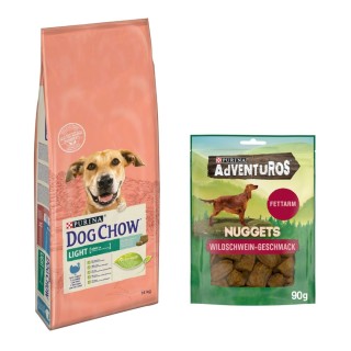 14 kg PURINA Dog Chow + 90 g Adventuros NUGGETS gratis! - Adult Light Pute