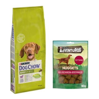 14 kg PURINA Dog Chow + 90 g Adventuros NUGGETS gratis! - Adult Lamb