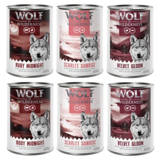 Wolf of Wilderness Adult - mit frischem rotem Fleisch 6 x 400 g  Mixpaket