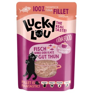 Lucky Lou Extra Food 12 x 70 g - Thunfischfilet in Brühe