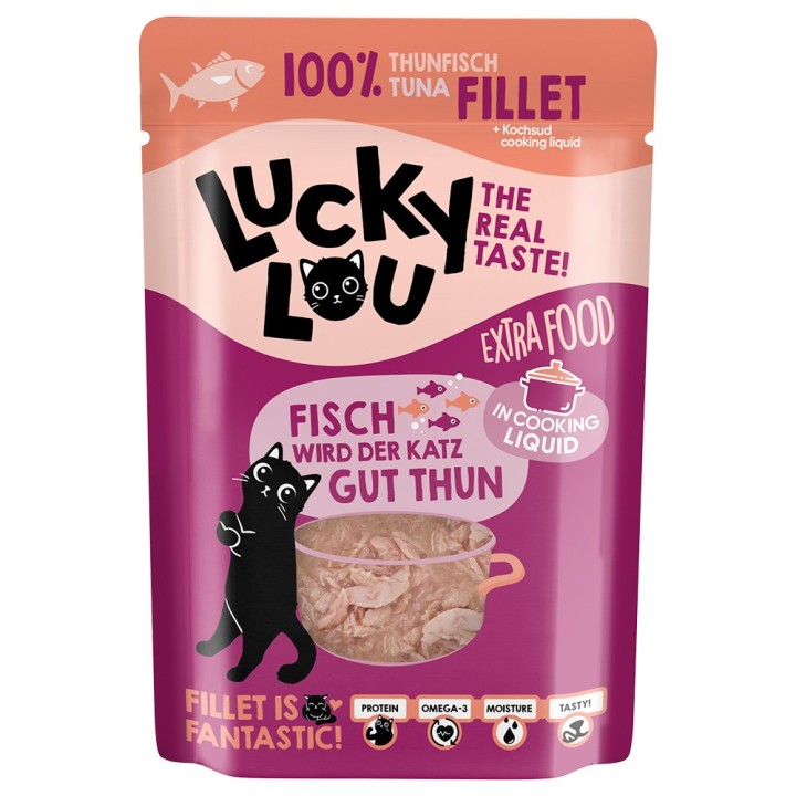 Lucky Lou Extra Food 12 x 70 g - Thunfischfilet in Brühe