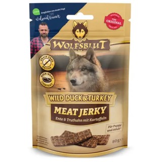 WOLFSBLUT Hundesnack Meat Jerky Wild Duck & Turkey - 80 g