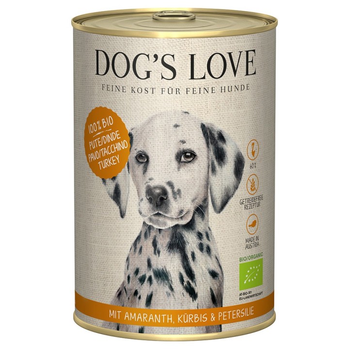 Dog´s Love Bio 6 x 400 g - Bio-Pute