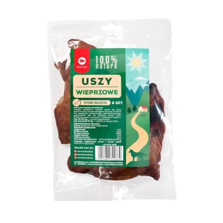 MACED Natural Getrocknete Schweineohren 2 Stk