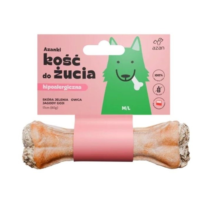 AZANKI Hirschlederknochen für Hunde M/L 17cm